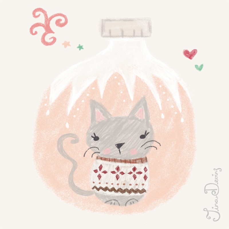 Cat Christmas Bauble by Tina Devins